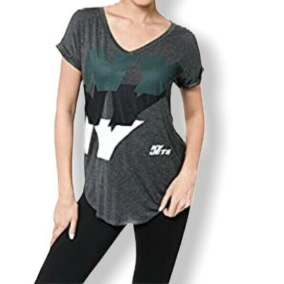 NFL Team Apparel V-Neck Short Sleeve Women's Tee-Shirt Dark Gray Size XL - Picture 1 of 10